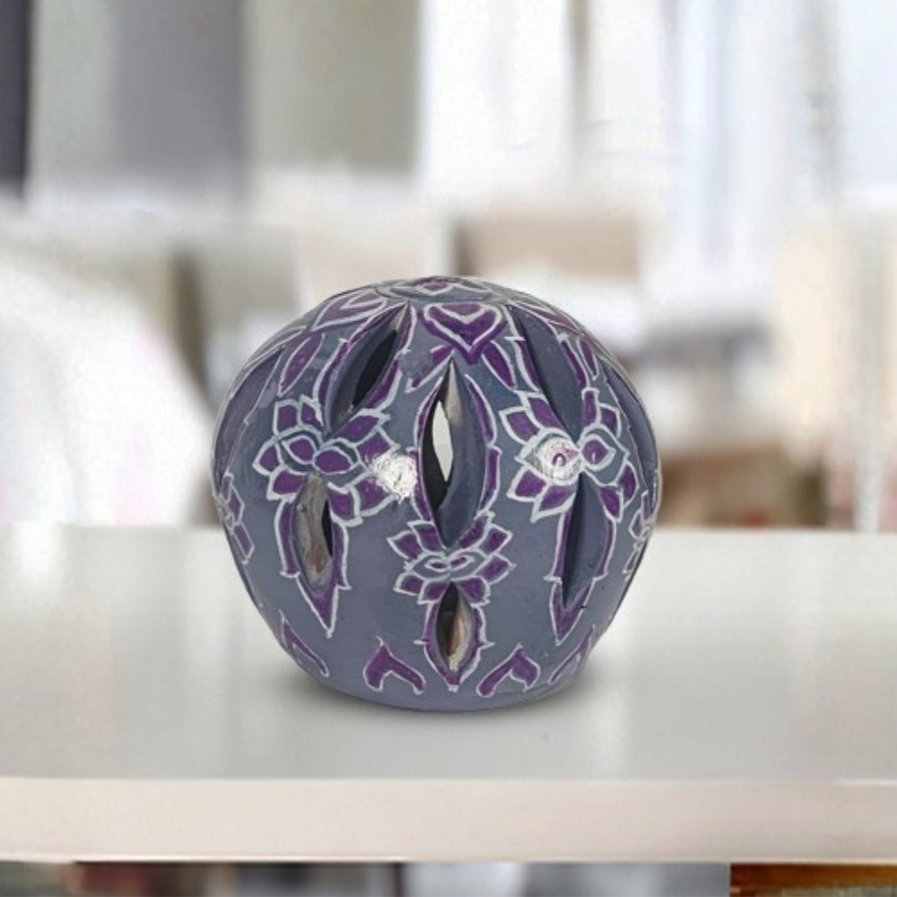 grey hand-painted ceramic decorative lantern
